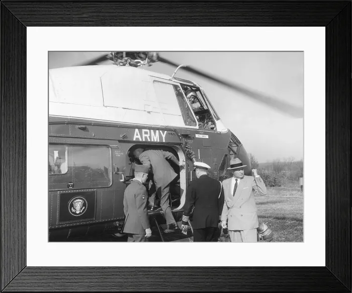 Framed Print : President Eisenhower enters an Army Helicopter Framed Print : President Eisenhower enters an Army Helicopter