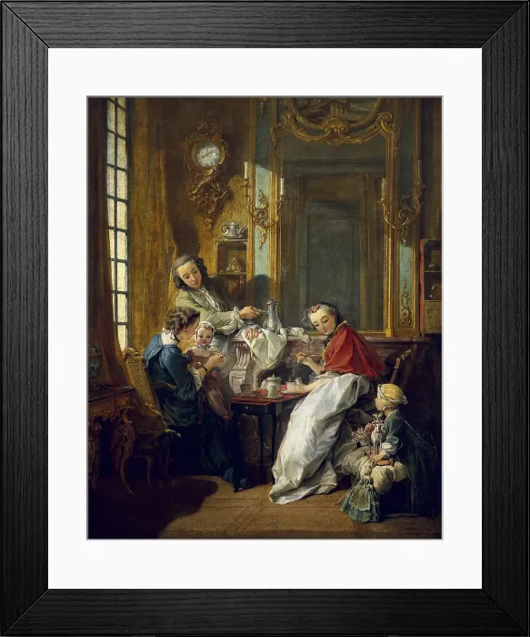 Framed Print : BOUCHER, Franois (1703-1770). The Afternoon Meal. 1739. Right central detail. Rococo. Oil on canvas. FRANCE. Paris. Louvre Museum
