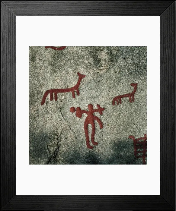 Framed Print : NORWAY. Begby. Zoomorphic figures (1000 BC). Bronze Age. Petroglyph. - Cirani / Iberfoto / Everett Collection (529950)**US SALES ONLY**