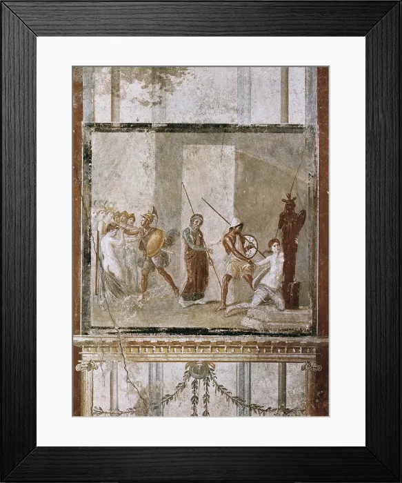 Framed Print : ITALY. Pompeii. House of Menander. 1st AD. Ajax in Troy drags Cassandra from Palladium before eyes of Priam. Roman art. Early Empire. Fresco Framed Print : ITALY. Pompeii. House of Menander. 1st AD. Ajax in Troy drags Cassandra from Palladium before eyes of Priam. Roman art. Early Empire. Fresco