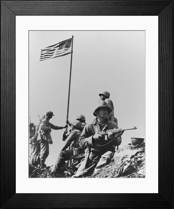 Framed Print : The first flag raising on Iwo Jima's Mount Suribachi, Feb. 23, 1945
