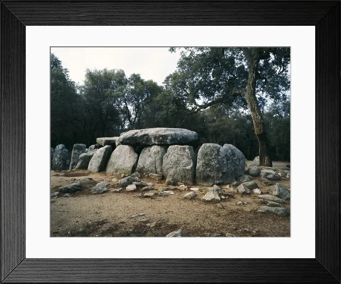 Framed Print : SPAIN. Romany de la Selva. Daina Cave. Romany dolmen, aka 'Cova d'en Daina'. Neolithic art. Architecture
