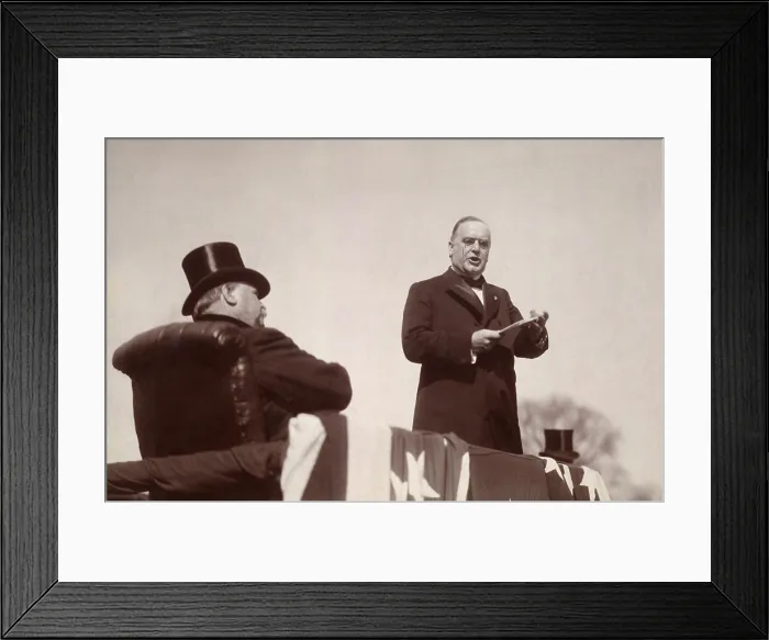 Framed Print : President William McKinley delivering his inaugural address on March 4, 1897. Outgoing President Grover Cleveland is seated at left (BSLOC_2016_14_146) Framed Print : President William McKinley delivering his inaugural address on March 4, 1897. Outgoing President Grover Cleveland is seated at left (BSLOC_2016_14_146)