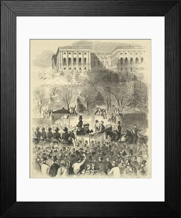 Framed Print : Inaugural procession of Abraham Lincolns first inauguration passing the gate of the Capitol grounds