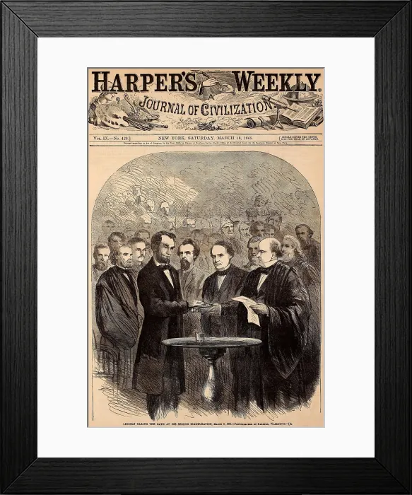 Framed Print : Abraham Lincoln taking the oath at his second inauguration, March 4, 1865 Framed Print : Abraham Lincoln taking the oath at his second inauguration, March 4, 1865