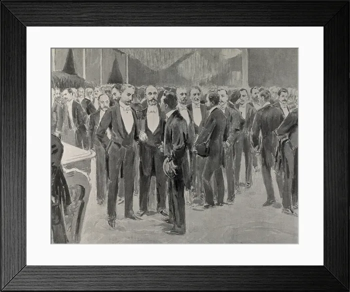 Framed Print : Spain (1900). Spanish American Social and Economic Congress. Delegates together with the cabinet meeting. Drawing. - J Framed Print : Spain (1900). Spanish American Social and Economic Congress. Delegates together with the cabinet meeting. Drawing. - J