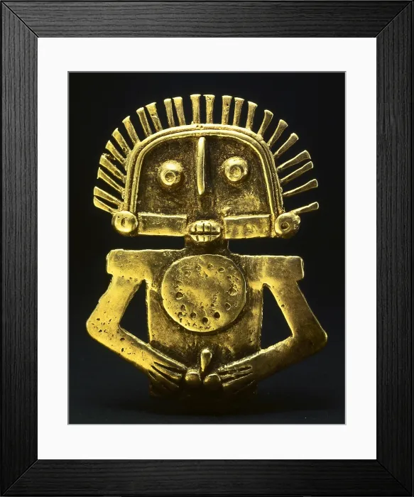 Framed Print : Gold breastplate. Proceeds from Rioblanco (Tolima). Tolima art. Jewelry. COLOMBIA. BogotA. Gold Museum. - P. Rotger / Iberfoto / Everett Collection (365622)**US SALES ONLY**