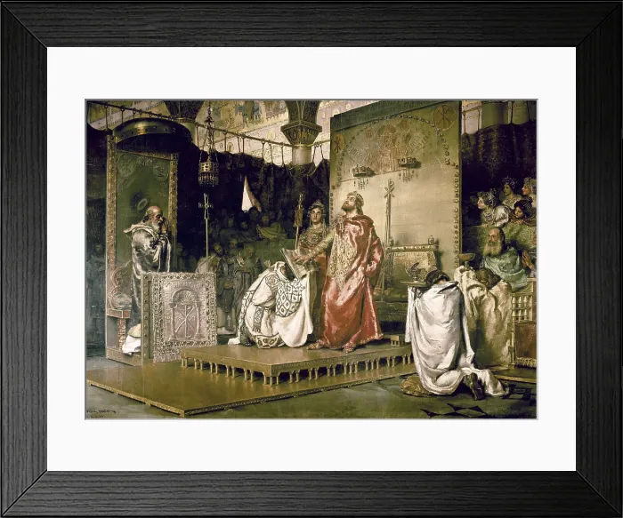 Framed Print : MUnOZ i DEGRAIN, Antoni (1841-1924). Recared's Conversion. end. 19th c. SPAIN. Madrid. Senate Palace. Spain. Visigothic Kingdom. Council of Toledo III Framed Print : MUnOZ i DEGRAIN, Antoni (1841-1924). Recared's Conversion. end. 19th c. SPAIN. Madrid. Senate Palace. Spain. Visigothic Kingdom. Council of Toledo III