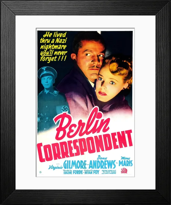 Framed Print : BERLIN CORRESPONDENT, US poster, from left: Martin Kosleck, Dana Andrews, Virginia Gilmore, 1942. 20th Century Fox, TM & Copyright / courtesy Everett Collection