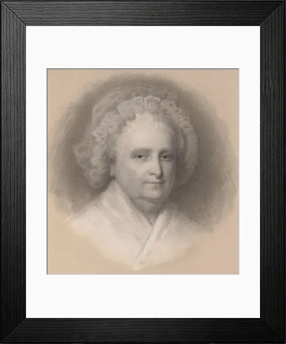 Framed Print : Martha Washington, when her husband, George Washington, was President. 1864 lithograph based on Gilbert Stuarts 1796 portrait (BSLOC_2016_14_12)