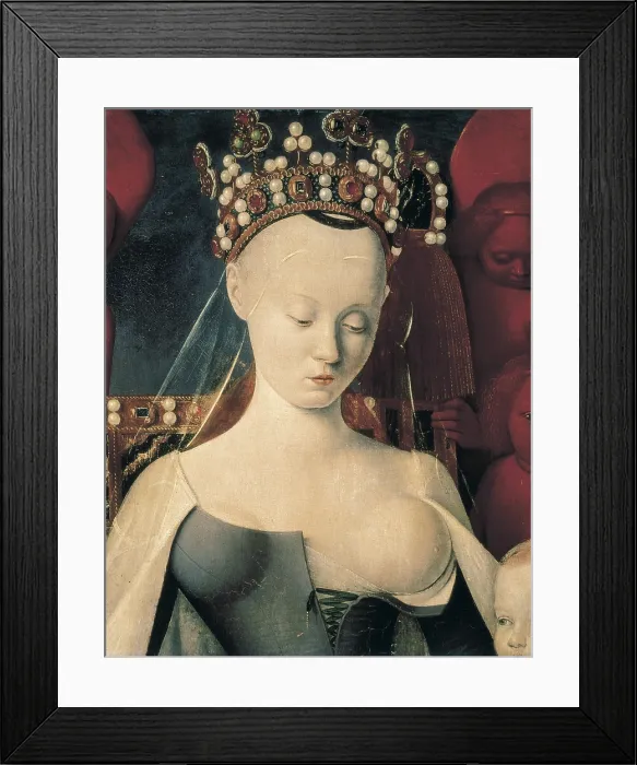 Framed Print : Fouquet, Jean (1420-1481). Virgin and Child Surrounded by Angels. 1451-1452. Central detail. Renaissance art. Oil on wood. BELGIUM. Antwerp. Royal Museum of Fine Arts