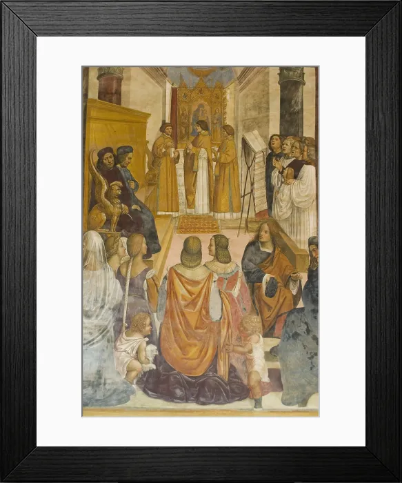 Framed Print : SODOMA, Giovanni Antonio Bazzi, also called Il (1477-1549). Life of St. Benedict. 1505. ITALY. SIENA. Abbey of Monte Oliveto Maggiore. Fresco painting placed in Chiostro Grande