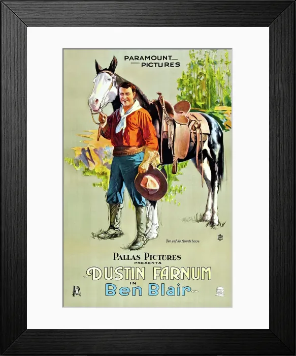 Framed Print : BEN BLAIR, Dustin Farnum with horse on 1-sheet poster art, 1916