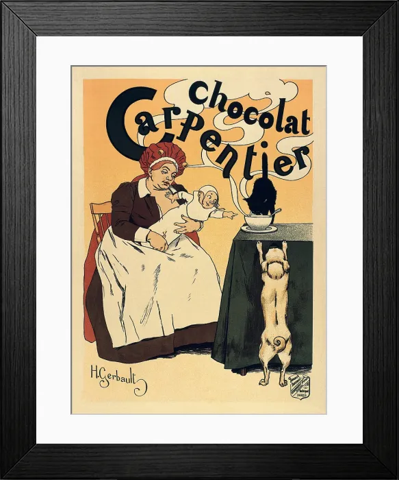 Framed Print : Advertisement of the chocolate brand 'Carpentier' (1895). Poster by Henri Gerbault. Engraving. - J. Bedmar / Iberfoto / Everett Collection (366186)**US SALES ONLY**