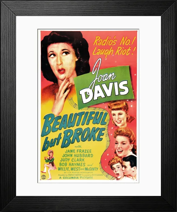 Framed Print : BEAUTIFUL BUT BROKE, US poster, top from left: Joan Davis, Judy Clark, Jane Frazee, 1944