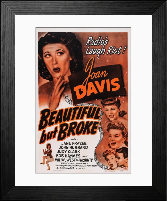 Framed Print : BEAUTIFUL BUT BROKE, US poster, first three from top left: Joan Davis, Judy Clark, Jane Frazee, 1944 Framed Print : BEAUTIFUL BUT BROKE, US poster, first three from top left: Joan Davis, Judy Clark, Jane Frazee, 1944