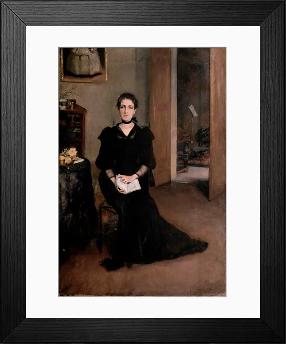 Framed Print : Fabbri Paolo Egisto, Portrait of the Artist's Sister Nathalie, 1888 - 1892, 19th Century, oil on canvas, Italy