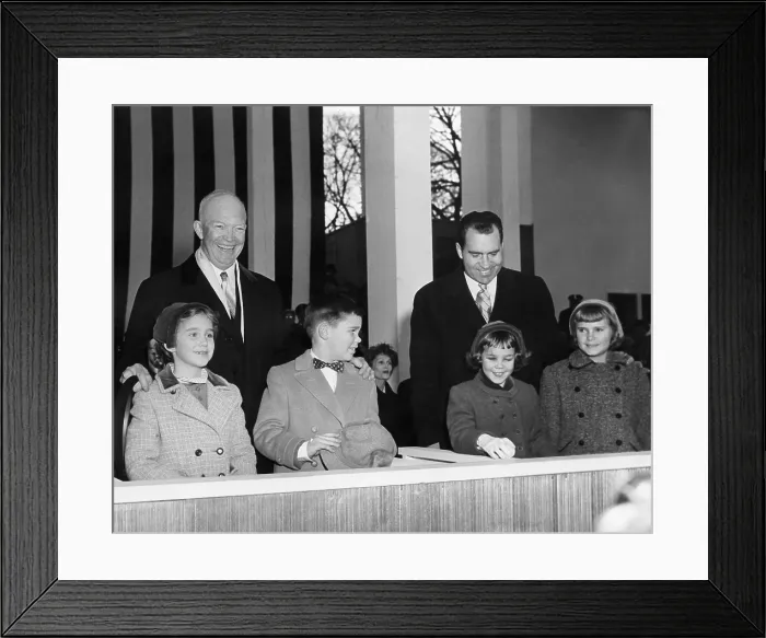 Framed Print : David Eisenhower next to the girl her would marry 12 years later