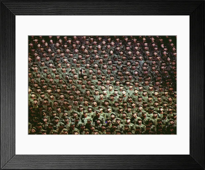 Framed Print : Nixon in China. Uniformed soldiers of the People's Army attending a sports exhibition attended by President Nixon in Beijing. Feb. 23 1972