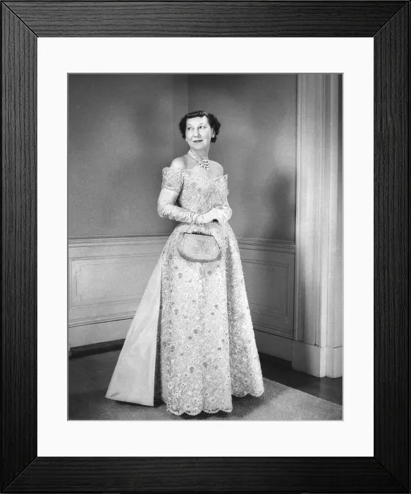 Framed Print : First Lady Mamie Eisenhower in her beaded inaugural gown. Jan. 16, 1957. - (BSLOC_2014_16_44) Framed Print : First Lady Mamie Eisenhower in her beaded inaugural gown. Jan. 16, 1957. - (BSLOC_2014_16_44)