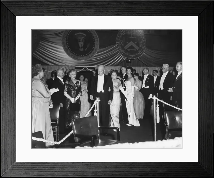 Framed Print : President Eisenhower arrives at an Inaugural ball on Jan. 21, 1957