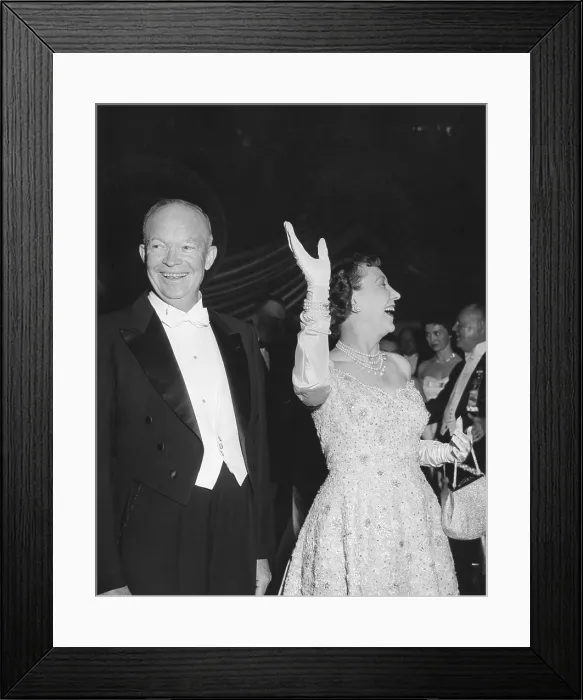Framed Print : President Eisenhower and First Lady Mamie greeting the crowd at an Inaugural Ball. Jan. 21, 1957 - (BSLOC_2014_16_42) Framed Print : President Eisenhower and First Lady Mamie greeting the crowd at an Inaugural Ball. Jan. 21, 1957 - (BSLOC_2014_16_42)