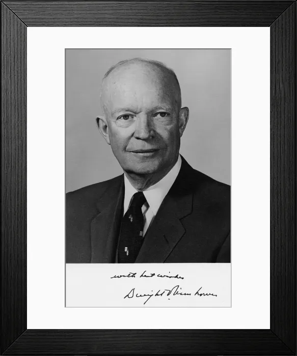 Framed Print : President Dwight Eisenhower, portrait with signature. Feb. 13. 1959 - (BSLOC_2014_16_50)