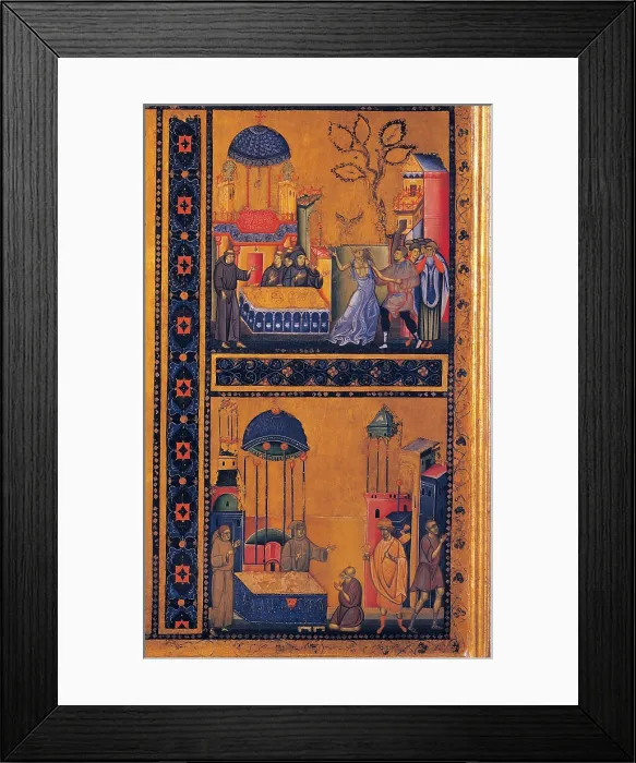 Framed Print : Master of the Treasure, St Francis and Four Posthumous Miracles, 1233 - 1266, 13th Century, tempera on panel, Italy, Umbria, Assisi, Perugia Framed Print : Master of the Treasure, St Francis and Four Posthumous Miracles, 1233 - 1266, 13th Century, tempera on panel, Italy, Umbria, Assisi, Perugia