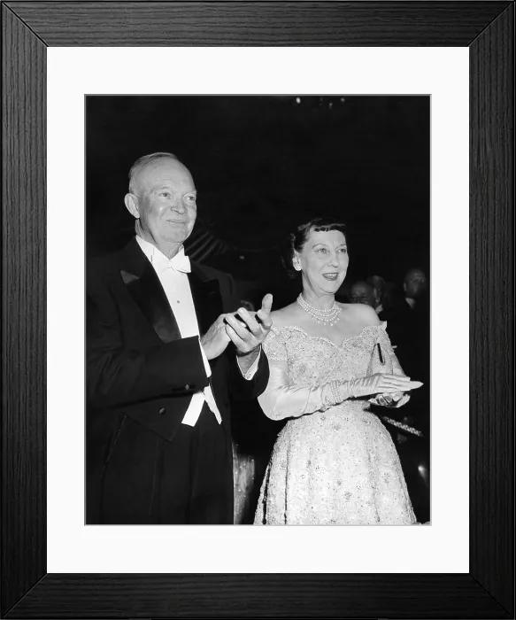 Framed Print : President Eisenhower and First Lady Mamie at an Inaugural Ball. Jan. 21, 1957 - (BSLOC_2014_16_41) Framed Print : President Eisenhower and First Lady Mamie at an Inaugural Ball. Jan. 21, 1957 - (BSLOC_2014_16_41)