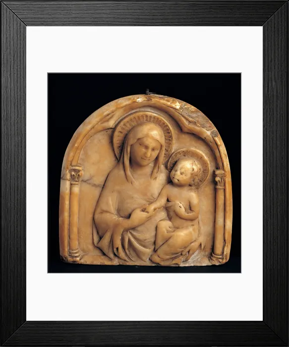 Framed Print : perhaps by Sienese anonymous artist, Madonna and Child, 1325 - 1350, 14th Century, marble, Italy, Umbria, Assisi, Perugia