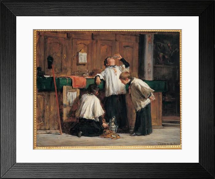 Framed Print : Cosola Demetrio, The Wine of the Parish Priest, 1875 - 1895, 19th Century, oil on canvas, Private Collection (156021) Everett CollectionMondadori Portfolio**US SALES ONLY**