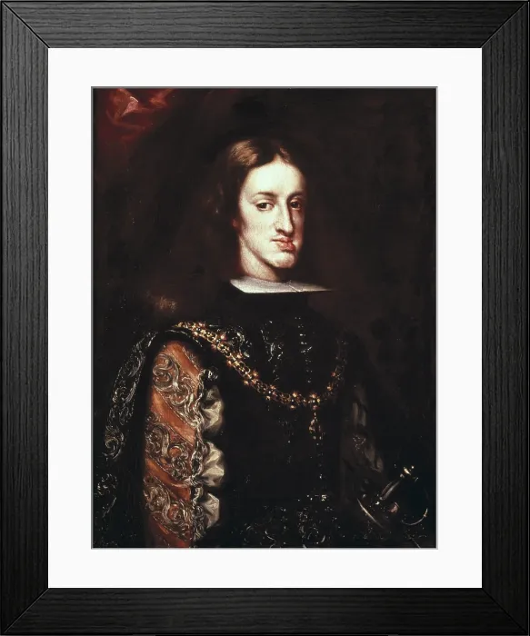 Framed Print : Carreno de Miranda, Disciple of (end 16th century). King Charles II. end 17th c. Attributed to a disciple of Carreno, maybe Claudio Coello (1642-1693). Oil on canvas. SPAIN Framed Print : Carreno de Miranda, Disciple of (end 16th century). King Charles II. end 17th c. Attributed to a disciple of Carreno, maybe Claudio Coello (1642-1693). Oil on canvas. SPAIN