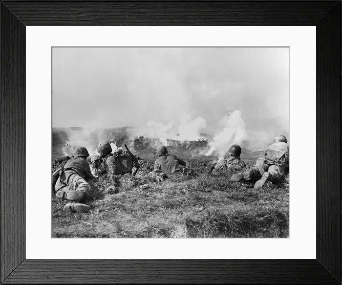 Framed Print : Marines fought retreating Japanese hill by hill in their drive for Naha, capital city of Okinawa. May 10, 1945 Framed Print : Marines fought retreating Japanese hill by hill in their drive for Naha, capital city of Okinawa. May 10, 1945