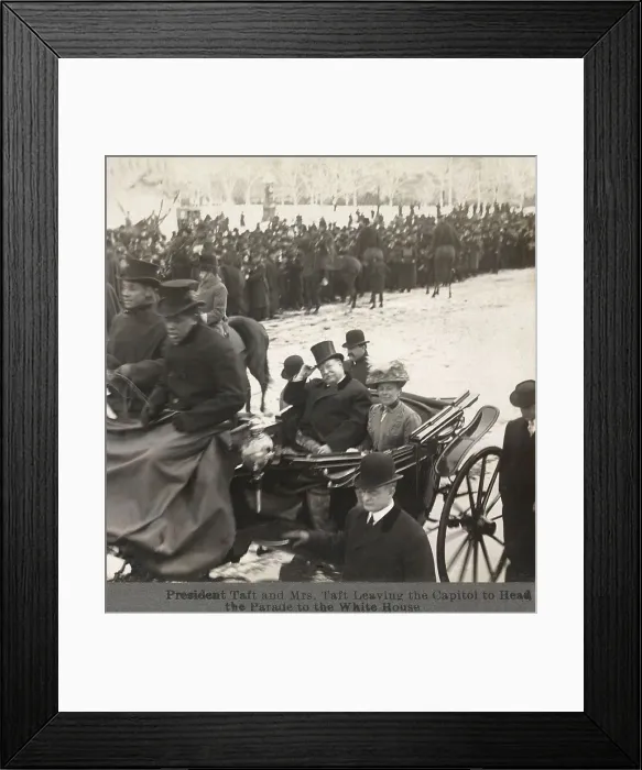 Framed Print : 1909 Inauguration of President William Howard Taft. President and Mrs. Taft leaving the Capitol to head the parade to the White House (BSLOC_2016_14_165)
