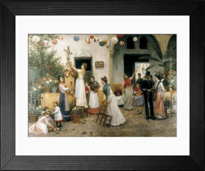 Framed Print : TURINA AREAL, Joaquin (1847-1903). Cruz de Mayo ('May Cross'). 2nd half 19 c. Costumbrism. Oil on canvas. Private Collection