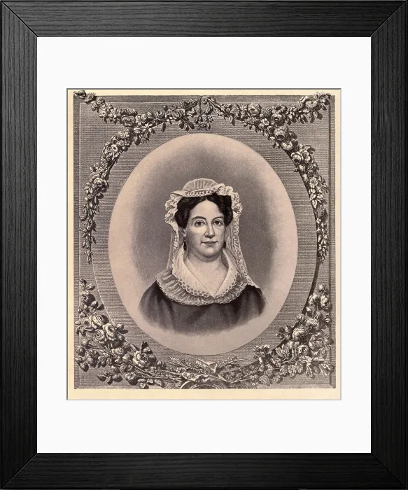 Framed Print : Rachel Jackson, wife of Andrew Jackson, 7th President of the US. Engraved portrait is based on a miniature painted by Louise C. Strobel, c. 1810-1828 (BSLOC_2016_14_17)