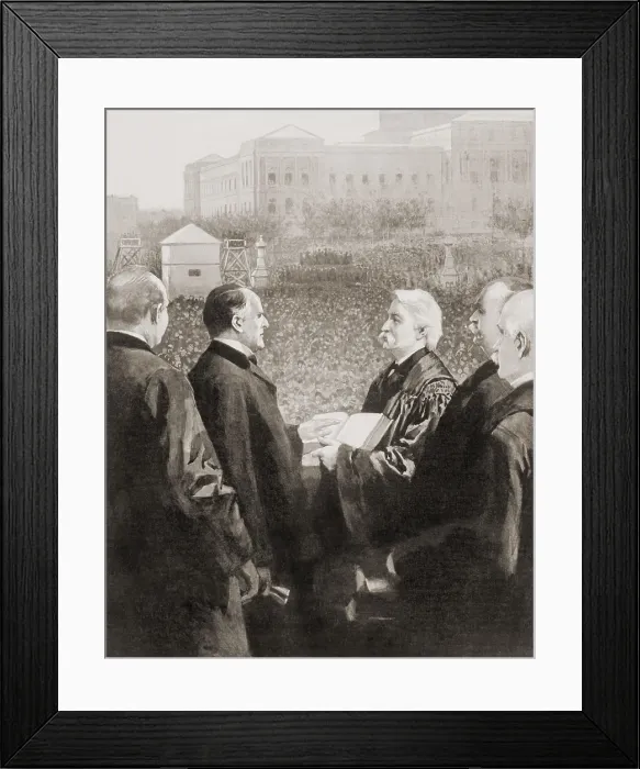 Framed Print : William McKinley takes the oath of office from Chief Justice Melville Fuller, March 4, 1897