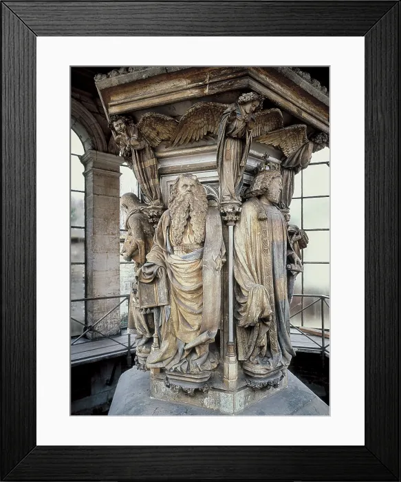 Framed Print : SLUTER, Claus (1340-1406). The Well of Moses or The Well of the Prophets. 1396-1406. FRANCE. Dijon. Charterhouse of Champmol. Gothic art. Sculpture on marble Framed Print : SLUTER, Claus (1340-1406). The Well of Moses or The Well of the Prophets. 1396-1406. FRANCE. Dijon. Charterhouse of Champmol. Gothic art. Sculpture on marble