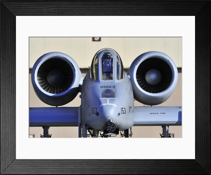 Framed Print : Frontal view of a A-10 Thunderbolt aircraft called Warthog was developed in the 1970s to provide close air support for ground forces. Oct. 9 2009. (BSLOC_2011_12_235) Framed Print : Frontal view of a A-10 Thunderbolt aircraft called Warthog was developed in the 1970s to provide close air support for ground forces. Oct. 9 2009. (BSLOC_2011_12_235)