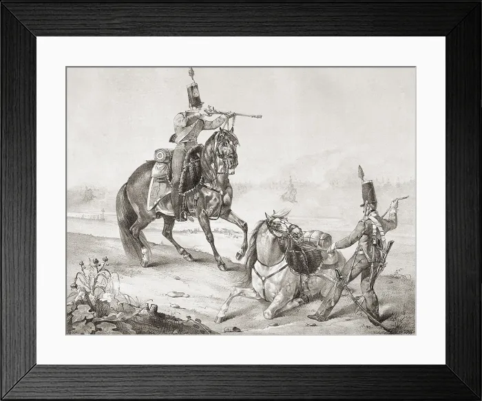 Framed Print : Spain (19th c.). Light Cavalry. Litography. SPAIN. Madrid. National Library. - M.C.Esteban / Iberfoto / Everett Collection (367369)**US SALES ONLY**