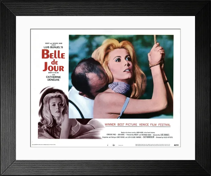 Framed Print : BELLE DE JOUR, from left, Michel Piccoli, Catherine Deneuve, 1967