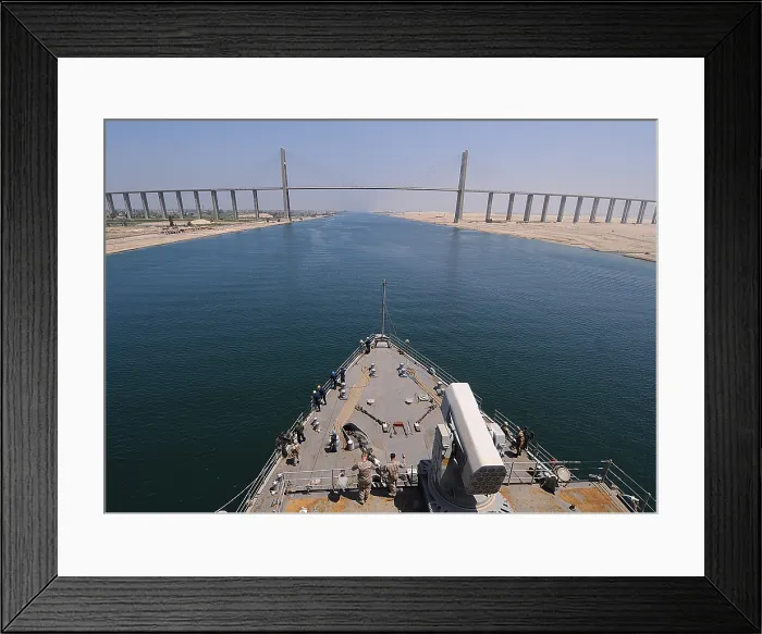Framed Print : The USS ASHLAND an amphibious warship approaching the Mubarak Peace Bridge over the Suez Canal. July 18 2010. (BSLOC_2011_12_260) Framed Print : The USS ASHLAND an amphibious warship approaching the Mubarak Peace Bridge over the Suez Canal. July 18 2010. (BSLOC_2011_12_260)