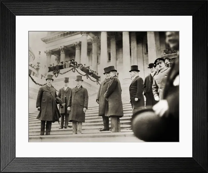 Framed Print : Incoming President Woodrow Wilson and outgoing President William Taft on the Capitol steps. On Wilsons Inauguration Day, March 4, 1913