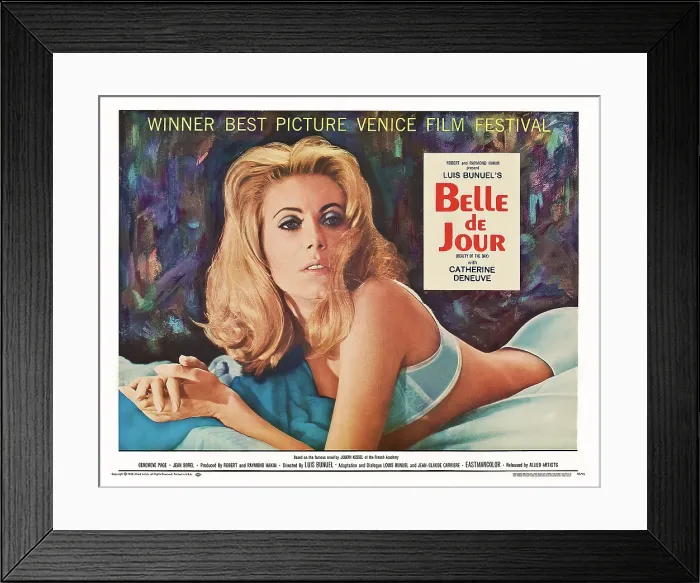 Framed Print : BELE DE JOUR, Catherine Deneuve on US poster art, 1967 Framed Print : BELE DE JOUR, Catherine Deneuve on US poster art, 1967