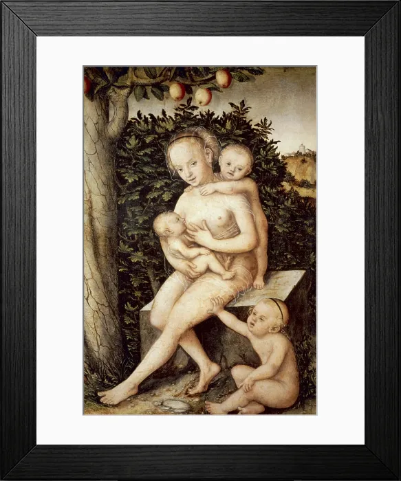 Framed Print : Cranach, Lucas, 'the Elder' (1472-1553). Charity. c. 1537. Renaissance art. Oil on wood. BELGIUM. Antwerp. Royal Museum of Fine Arts