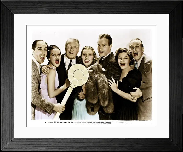 Framed Print : THE BIG BROADCAST OF 1938, from left, Ben Blue, Dorothy Lamour, W.C. Fields, Shirley Ross, Bob Hope, Martha Raye, Lynne Overman, 1938 Framed Print : THE BIG BROADCAST OF 1938, from left, Ben Blue, Dorothy Lamour, W.C. Fields, Shirley Ross, Bob Hope, Martha Raye, Lynne Overman, 1938