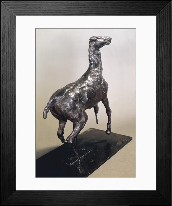 Framed Print : DEGAS, Edgar (1834-1917). Caracoling Horse. Figure made in red wax. In three of the legs the framework appears. Impressionism. Sculpture