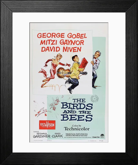 Framed Print : THE BIRDS AND THE BEES, US poster, from left: Mitzi Gaynor, George Gobel, David Niven, 1956