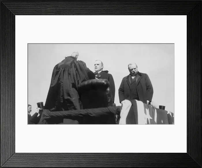 Framed Print : President William McKinley takes the oath of office from Chief Justice Melville Fuller