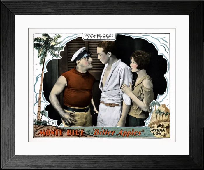 Framed Print : BITTER APPLES, from left, Robert Bary, Monte Blue, Myrna Loy, 1927